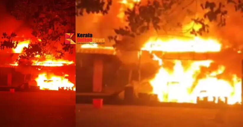 Massive fire breaks out at supermarket in Pazhyangadi, Kannur
