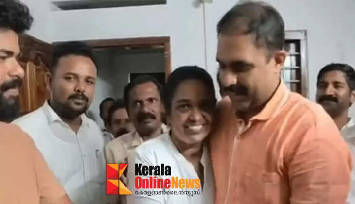 Usha got a pair of scissors stuck in her stomach while handing over the deposit amount to UDF candidate Abin Varkey, who is contesting against Veena George.