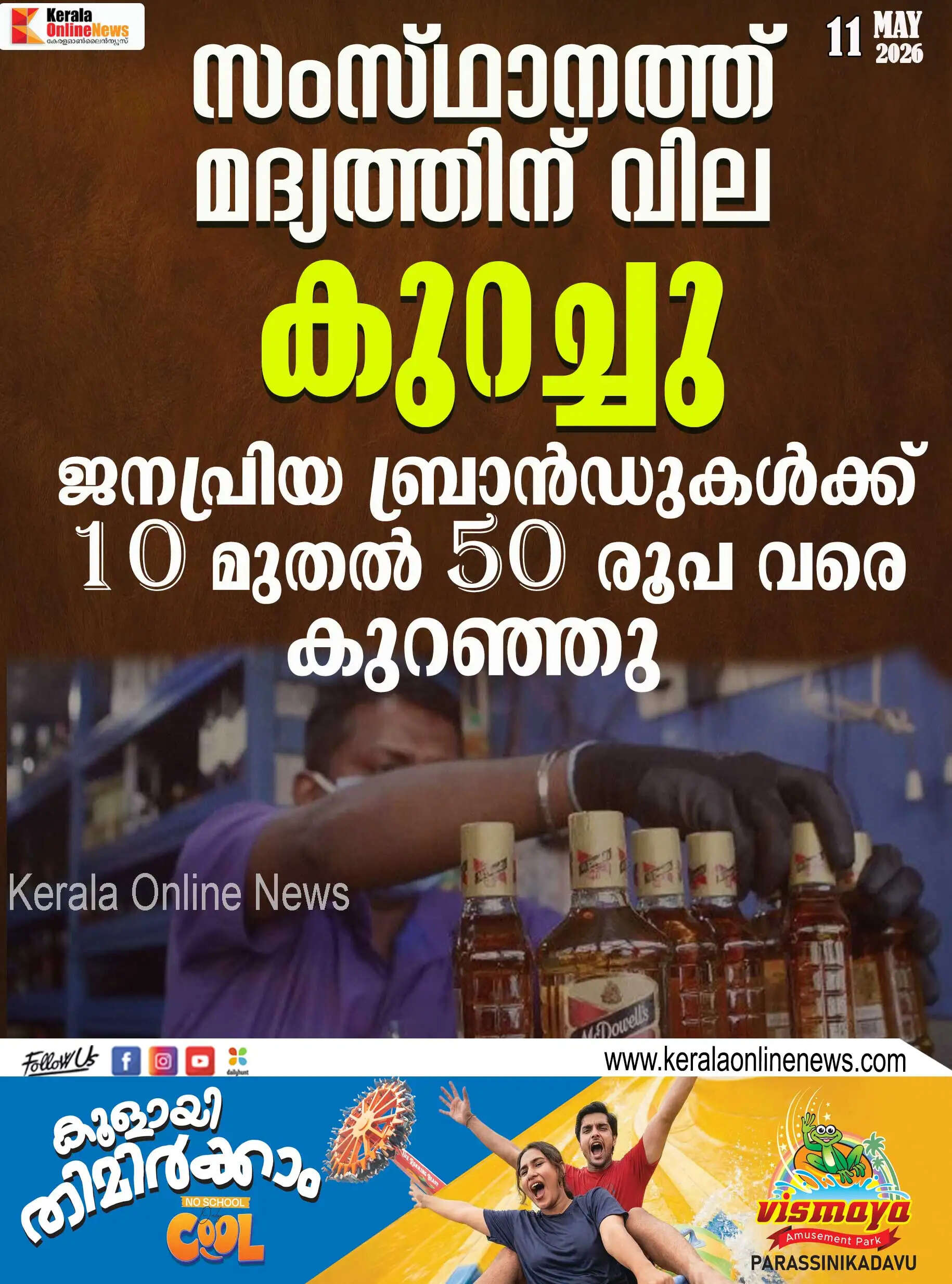 Liquor prices have decreased in the kerala state