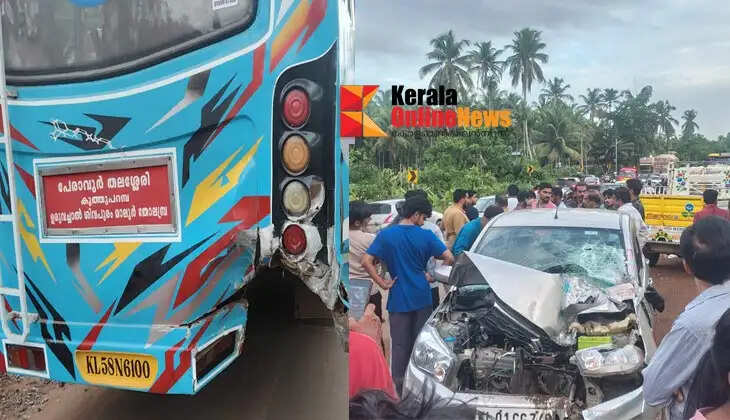 2 injured as car hits parked bus in Kannur