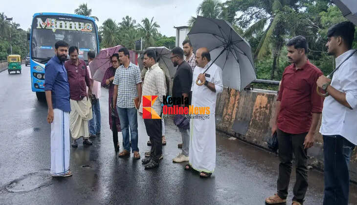 An NIT team inspected the Pazhayangadi-Thavam flyover along with MLA M. Vijin.