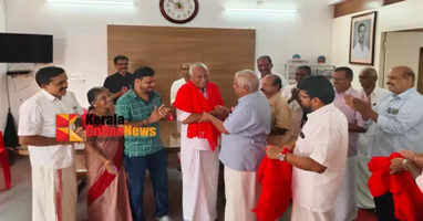 Senior Congress leader and former Edakkad Panchayat President P. Raveendran joins CPM