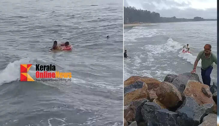 Rescued fishermen who were swept away by the sea while fishing at Kannur Chuttad beach