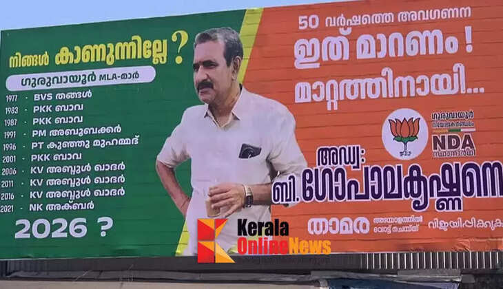 BJP candidate B. Gopalakrishnan again with controversial flux board in Guruvayur