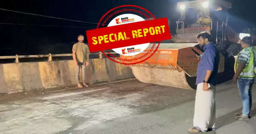 The potholes on the Kannur Thavam flyover were temporarily closed under the cover of night under the leadership of the MLA; allegations are made that this is to throw dust in the eyes of the people