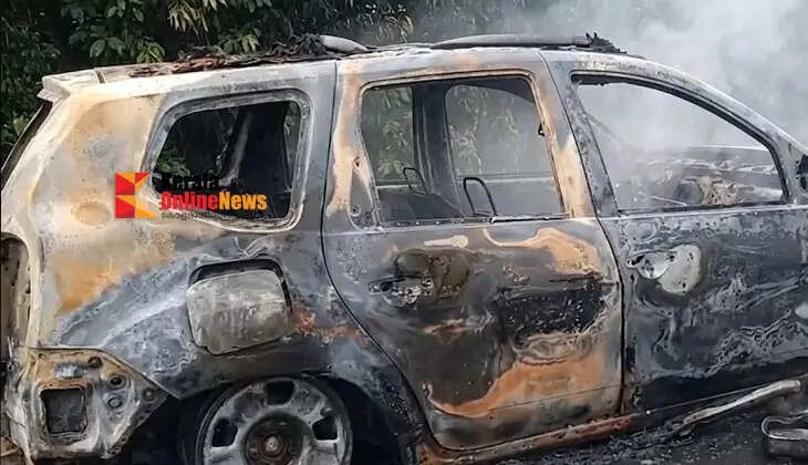 A car caught fire while driving in Malappuram; a family of six miraculously escaped