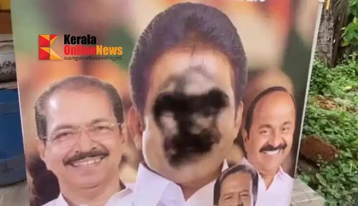 KC Venugopal's Flux painting in Pazhayaangadi was sprayed with black oil