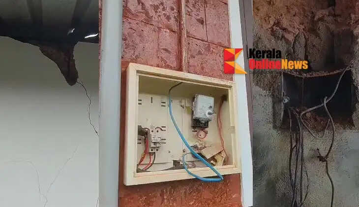 House suffers heavy damage after being struck by lightning at Dharmashala Kambilkadavu.