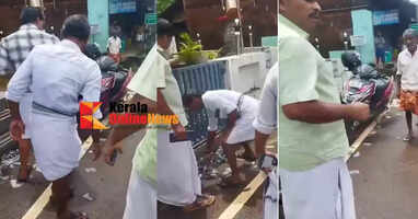 Congressmen who burst crackers in front of the CPM Thillankeri local office cleared the debris