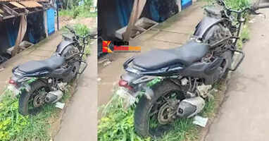 Biker injured after being hit by JCB in Narath, Kannur