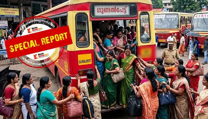 A mad scramble: A group of women from Kannur vie for seats on the free 'Priyadarshini' bus to Gundlupettu