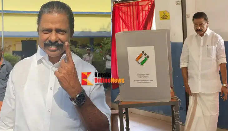 CPM State Secretary MV Govindan casts his vote