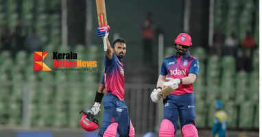 Krishnaprasad's century helps Trivandrum Royals set a target of 202 runs against Thrissur