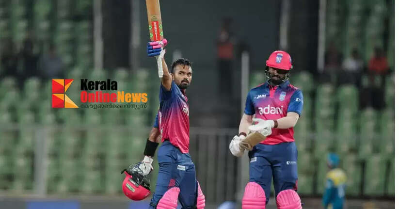 Krishnaprasad's century helps Trivandrum Royals set a target of 202 runs against Thrissur