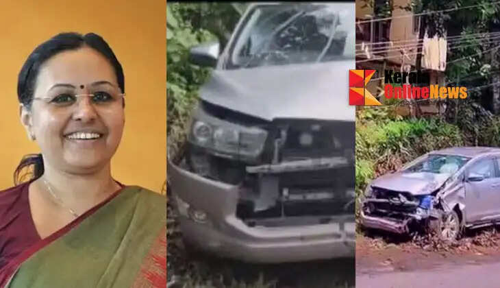 The car carrying former minister Veena George and her family met with an accident