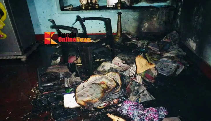 Elderly woman has miraculous escape from fire house catches fire at Annur Payyannur