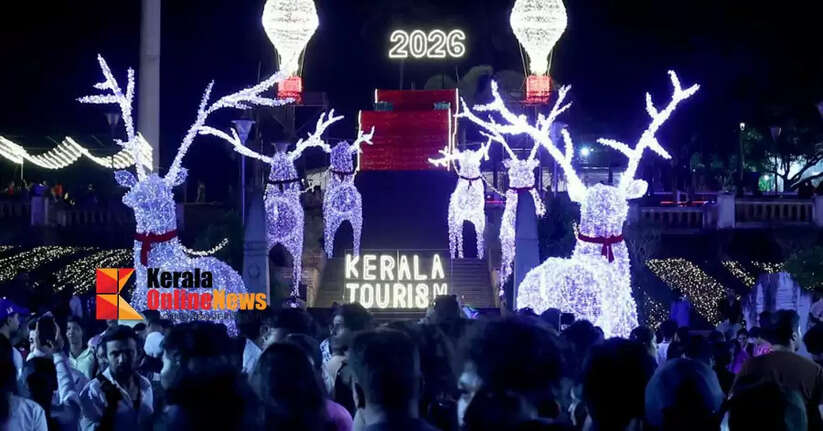 The spring festival begins in Kanakakunnu with a colorful display of flowers and light decorations