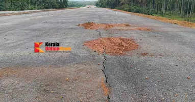 Crack in the construction of the national highway bypass near Vayalkili protest site