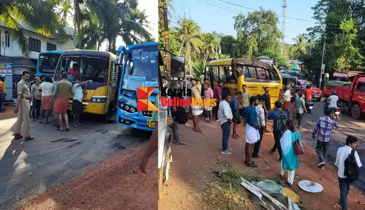 School bus accident in Kannur Valakai  A 5th class student tragically died and 20 children were injured