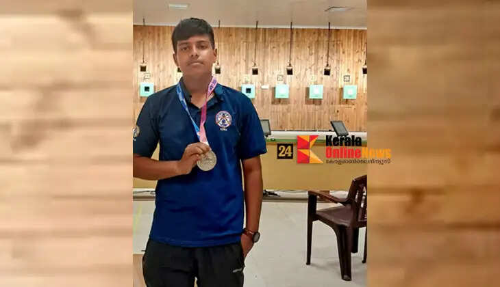 Shivadarsh ​​M. Dinesh, a native of Malapattam, won a silver medal in shooting at the State School Olympics.
