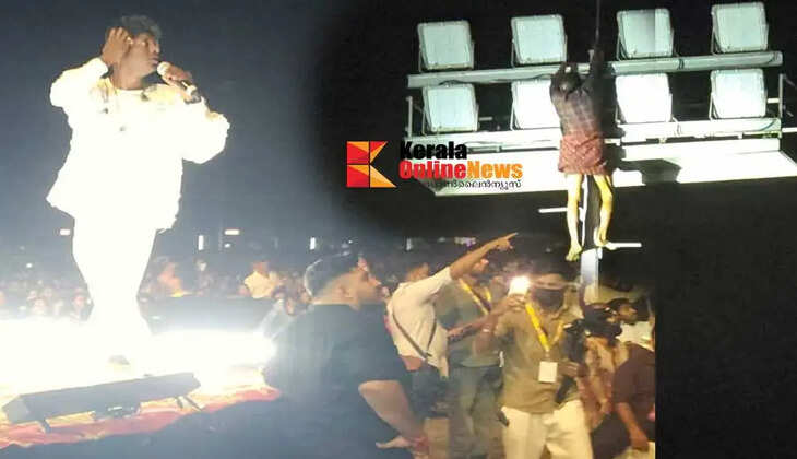 'Ponnu Sabu come down a young man climbed on top of the floodlight tower during a hunter event in Taliparambil
