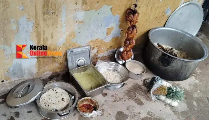 Surprise raid by the Municipality's Health Department in Taliparamba: Stale food items seized from various hotels.