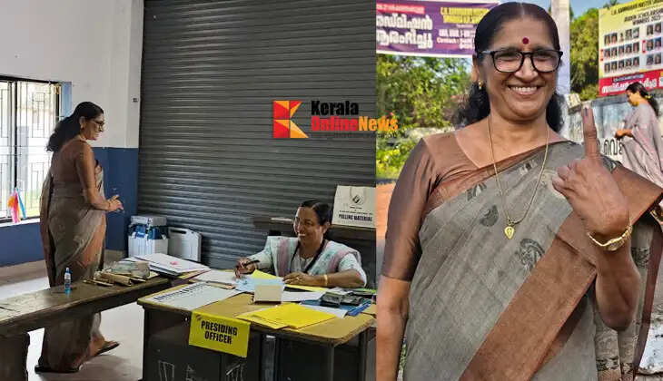 'The majority will increase, LDF will come'; LDF candidate from Taliparamba constituency PK Shyamala casts his vote