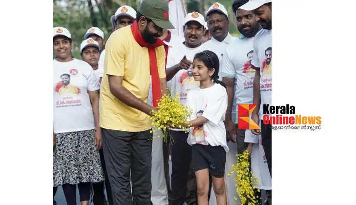 V.K. Sanoj with Morning Walk to ensure votes in the elections