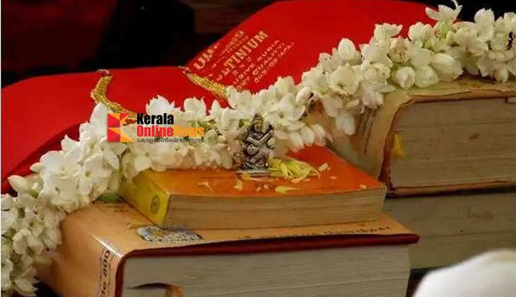 The message behind the 'Pusthaka Puja' (worship of books) during Navaratri; understanding the significance of 'Vidyarambham'