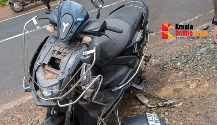 A rider was injured after a car collided with a scooter in front of the Kottiyoor Panchayat office in Kannur.