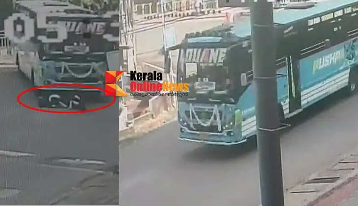 Two female students were injured after being hit by a private bus while crossing the road in Kannur city
