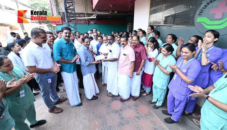 LDF candidate T.I. Madhusudhanan receives a rousing welcome at Payyannur Cooperative Hospital