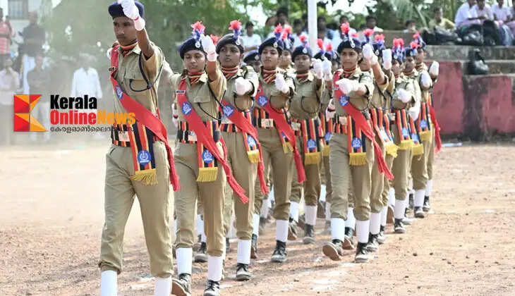The nation's big salute: 43 child policemen from Morazha Government Higher Secondary School held a passing out parade with dedication as their hallmark