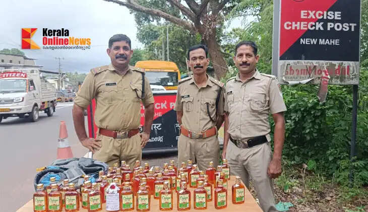 Liquor raid at Mahe excise check post; 48 bottles of Puducherry liquor seized
