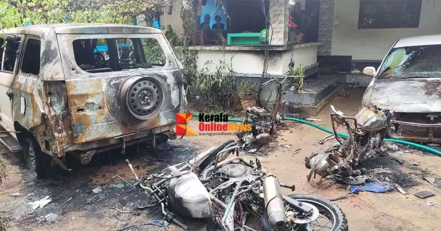 Thrissur Punnayur was parked in Akalad's backyard Five vehicles were set on fire