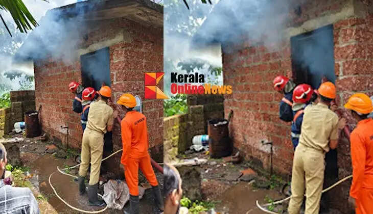 A woodshed attached to a house in Pushpagiri caught fire