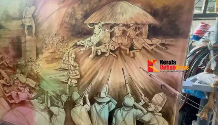 The history of the Communist Party's struggle is being prepared on the walls of the Kannur CPI(M) Azhikkodan building, thanks to the work of Unni Kanai.