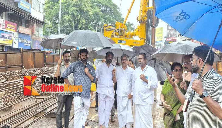 T.O. Mohanan MLA visited the construction site of the Mele Chovva flyover.