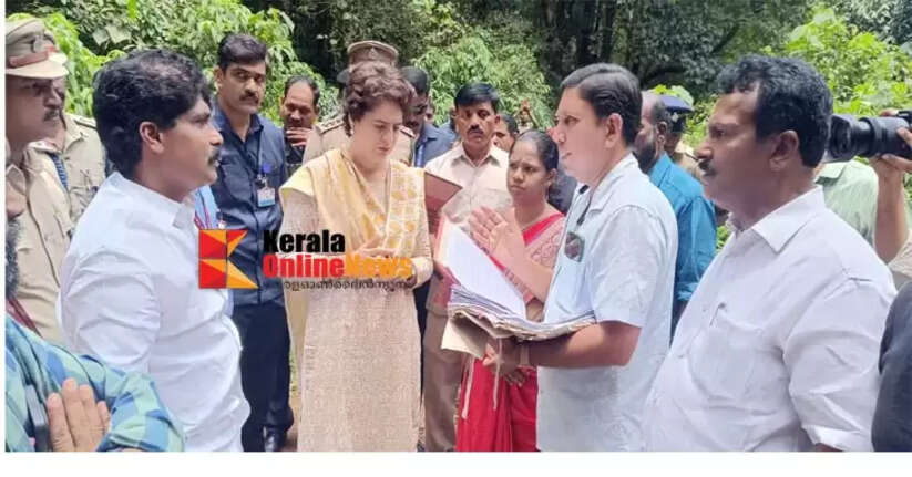 Priyanka Gandhi MP visits the stalled construction of the Poozhithodu-Padinjarinthara road