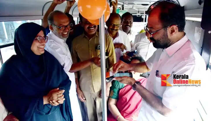 New Priyadarshini bus gifted to Kannur for Onam; MLA T.O. Mohanan flagged it off.