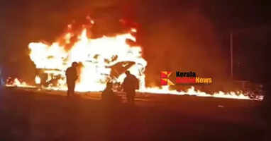 Bus and truck collide in Karnataka, fire breaks out; death toll rises to 17