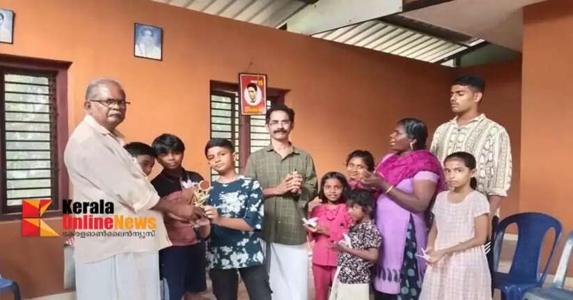 Felicitated the best reader, sixth grade student Febin Ishal.