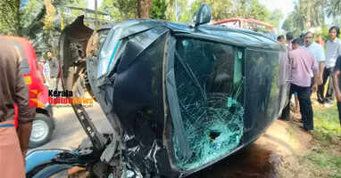 Car and scooter collide in Kannur's Edayannur; Five people, including two children, injured