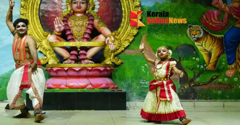 Father and daughter perform a dance in the presence of Lord Ayyappa