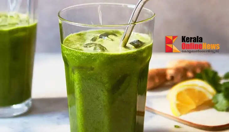 Healthy drink made with mint and coriander leaves