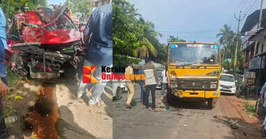 Two people injured in collision between car and lorry in Cherukunnu: One seriously injured
