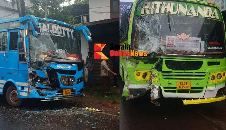 Private buses collide on Putiyatheru: CCTV footage obtained