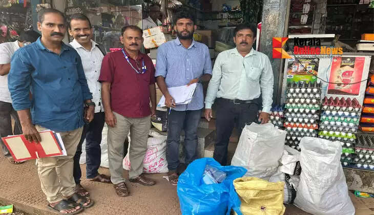 District Enforcement Squad seizes half a quintal of banned plastic products in Taliparamba Mayyil