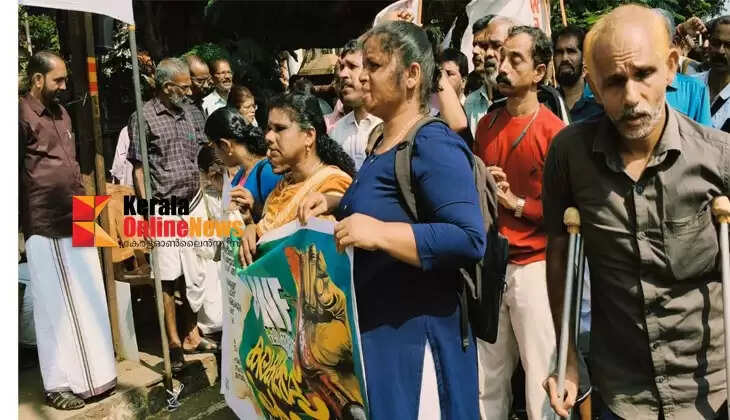 Disabled people staged a protest at the Collectorate demanding an increase in welfare pension