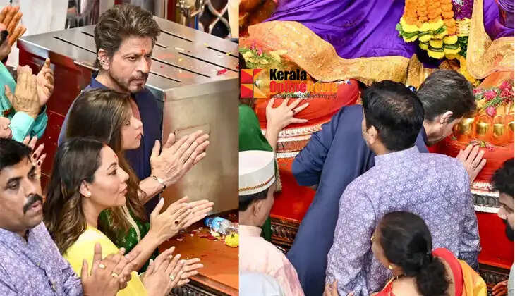 Ganesh Chaturthi celebrations: Shah Rukh Khan and his family visit Lalbaugcha Raja in Mumbai.